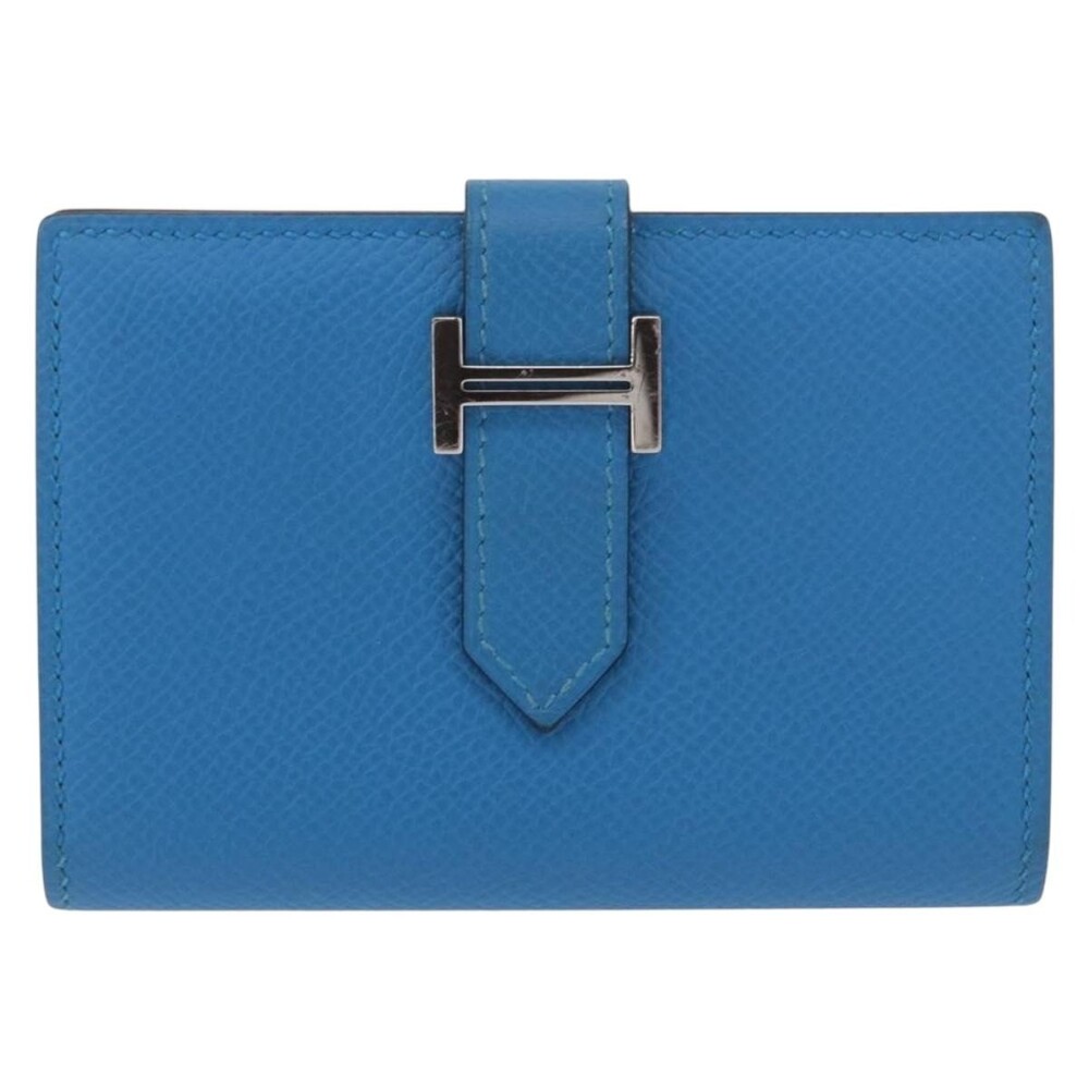 Hermes Leather Bean Card Case Blue